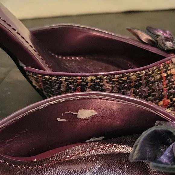 Steve Madden Y2K Tweed Heels Purple Multi Rhinestone Flower Vintage *sz 8.5* - Picture 6 of 8